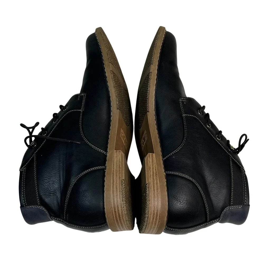 Hawker Rye Men Black Lace Up Chukka Ankle Boots Size 11.5 Round Toe Casual Dress